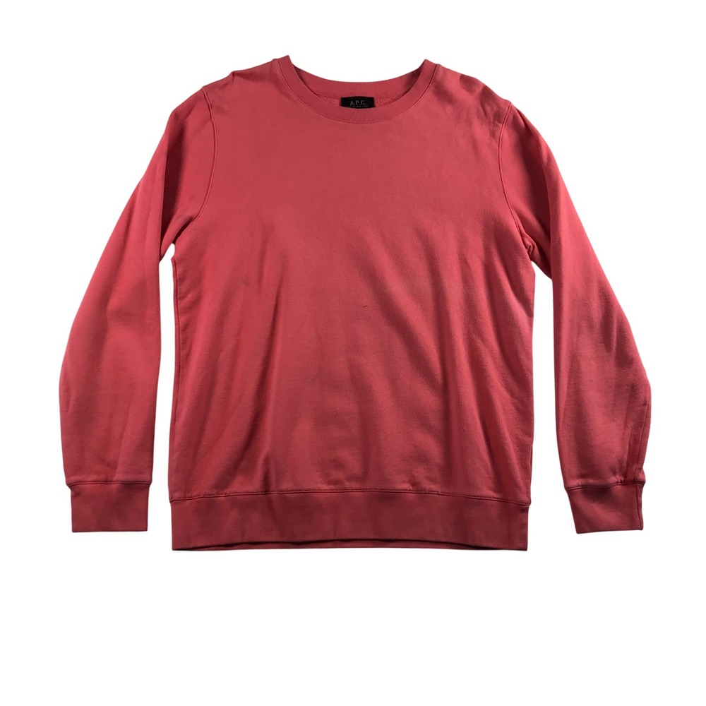 APC Rue Madame Paris Sweatshirt Wms XL Salmon Pink Cotton Crewneck Pullover